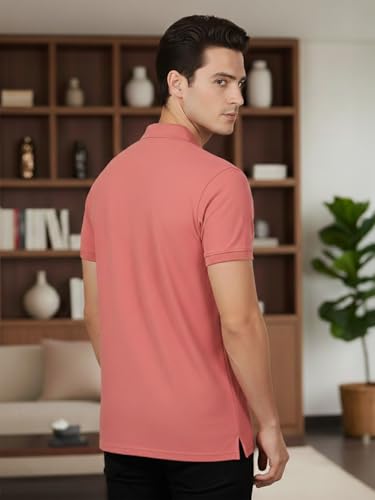 Image of Lux Cozi Men's Cotton Blend Polo T-Shirt with Chest Pocket | Collar T-Shirts for Men | Half Sleeves | Plain - Regular Fit (Pack of 2)