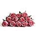 Amore Florals 12 Pcs Deep Pink Roses Artificial Flowers -20