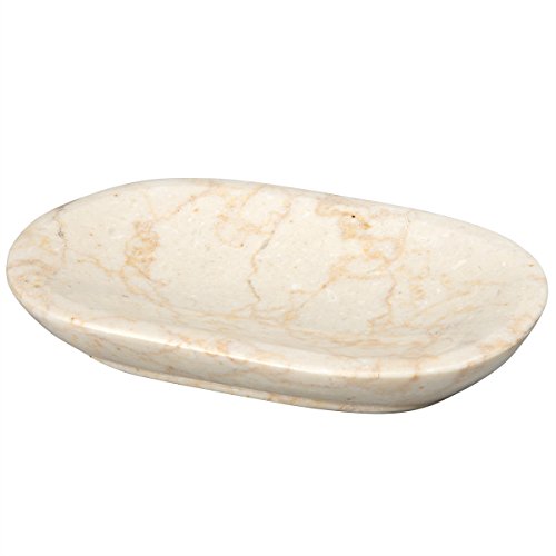 Creative Home Natural Champagne Marble Bullet Collection Bar Soap Dish Soap Tray Soap Holder, 5.6 x 3.8 x 0.9 H Inch