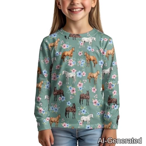 Image of Renewold Boys Girls Tees Kids T-Shirt Long Sleeve Crewneck T Shirts Casual Athletic Tops Clothing for Home School Travel