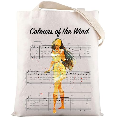 LEVLO Sac fourre-tout réutilisable Motif princesse Pocahonta pour fans de Pocahonta Couleurs du vent, Le vent, Medium