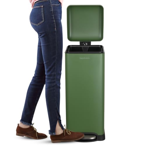 Image of happimess Betty 8 Gal Step Trash Can Soft-Close Lid, Pine Green
