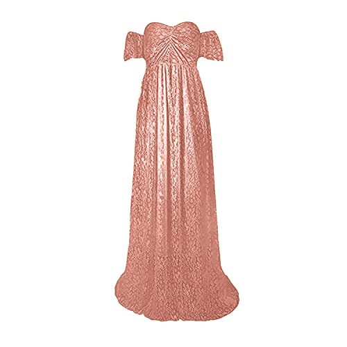 Generisch Vestido de maternidad de encaje de manga corta para mujer, vestido largo, vestido de fotografía, vestido de manga voladora, ampliación de la chaqueta para embarazo, PK2, L