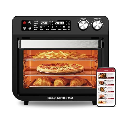 Image of Geek AiroCook Torix 25 Litre Smart Air Fryer Oven | Fry with 85% Less Oil | Stainless Steel OTG Airfryer for Kitchen | Grill, Bake, Toast, Airfry, Rotisserrie | 1-Year Warranty | 1800W
