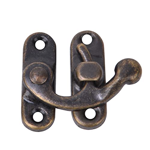 Image of 30 Pcs Hook Hasp Latch,Antique Vintage Lock Clasp,Right Latch Hook Hasp Horn Lock Wood Jewelry Box Latch Hook Clasp,for Small Object Box Jewelry Box Toolbox,3.2 x 2.8cm