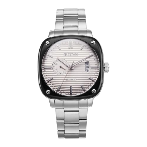 Image of Titan Vintage Concealed Automatic Analog with White Dial Silver Stainless Steel Strap Watch for Men - 90225KM01