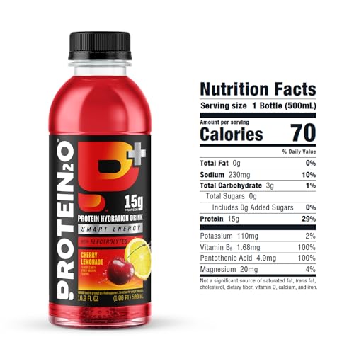 Image of Protein2o 15g Whey Protein Infused Water Plus Energy,Cherry Lemonade,16.9 oz Bottle,(Pack of 24)