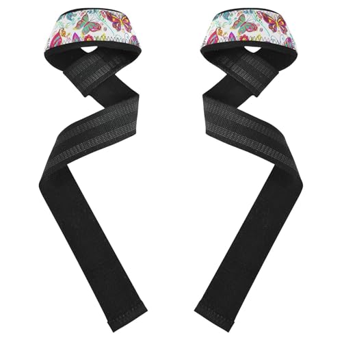 STAYTOP Beautiful Butterfly Wrist Straps for Weightlifting,Lifting Straps with Neoprene Cushioned Wrist Padded and Anti-Skid Silicone for Strength Training,Bodybuilding,Deadlifting