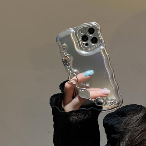 Coque silicone iPhone 13 Pro argent mat avec bracelet chaîne chic - 5