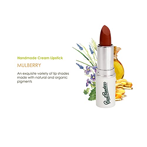 Image of Paul Penders Hand Made Natural Cream Lipstick For A Natural Look | Moisture Rich Colour - Mulberry 4g | Vegan & Cruelty Free