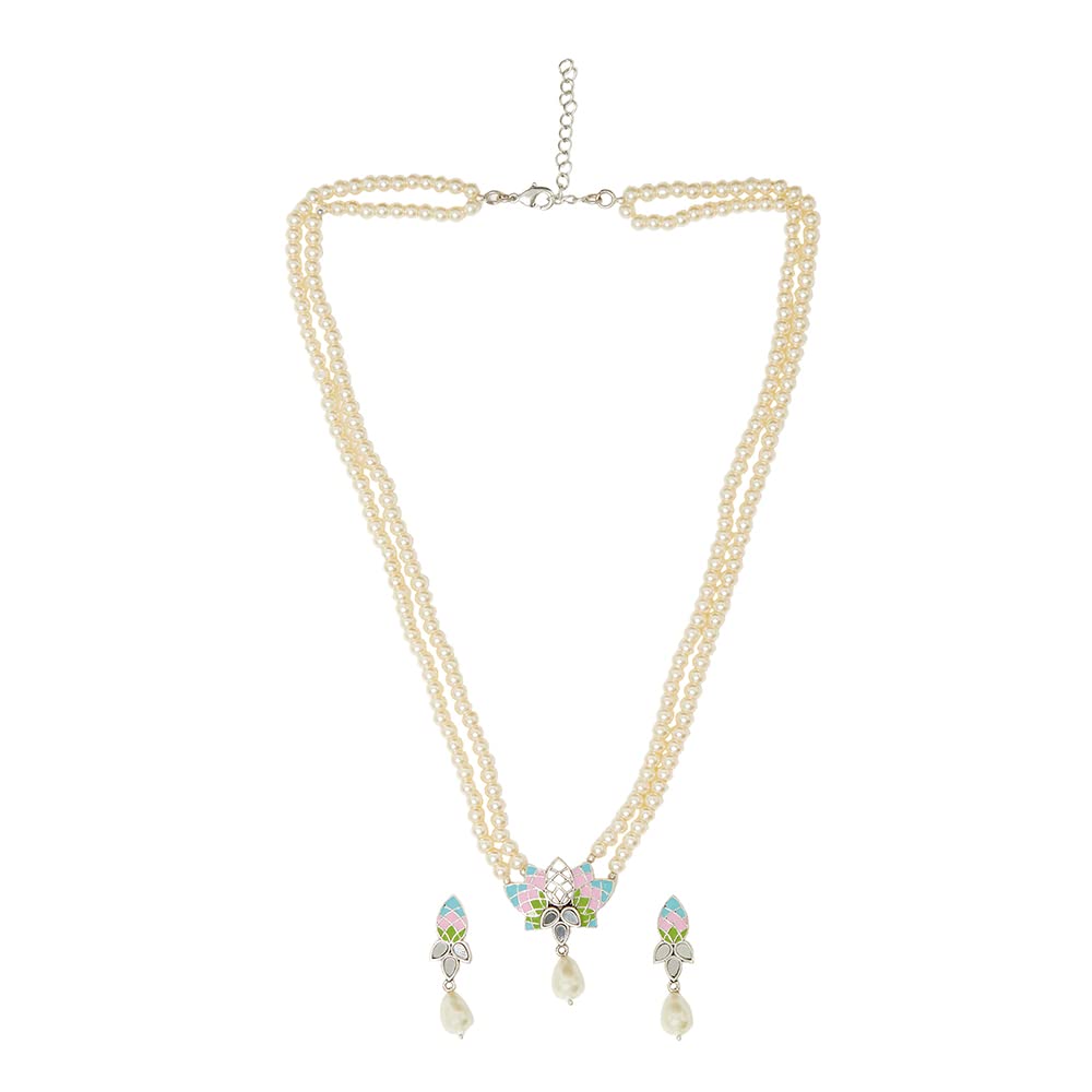 VOYLLA Victorian Style Teardrop Faux Pearls Silver Toned Jewellery Set (B0BD5BQ3FH) Amazon Price History, Amazon Price Tracker