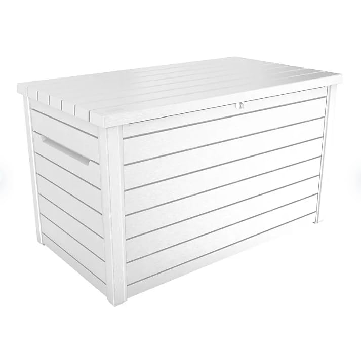 230-Gallon XXL Weather Resistant Resin Deck Storage Container Box, Outdoor Patio Garden Furniture (White)