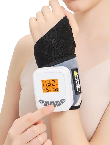 AOBOCO Wrist Massager for Arthritis and Carpal Tunnel - Cordless Hand Heating Pad with 5000mAh Rechargeable, Heated Wrist Brace for Left Right Hand, 104℉-140℉ Heat Levels, 3 Vibration Modes