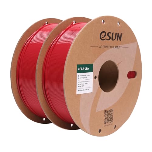 Image of eSUN PLA Filament 1.75mm, High Toughness 3D Printer Filament Upgraded PLA Filament, Dimensional Accuracy + /- 0.03mm, 1KG per Spool, 2 Spools 3D Printing Filament, Fire Engine Red