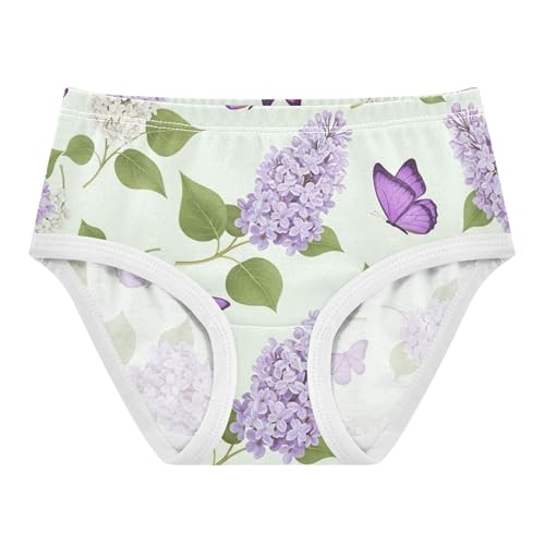 Lilac White Flowers Butterflies Little Girl Panties Toddler Underwear Floral Cotton Designer Briefs Girls Undies 2t