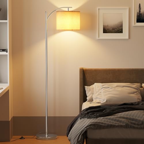 Image of SUNMORY Arc Floor Lamp, Modern Floor Lamp with 9W 3 Color Temperatures Bulb, Metal Standing Lamps with Adjustable Hanging Lampshade, Tall Floor Lamps for Living Room, Bedroom, Office
