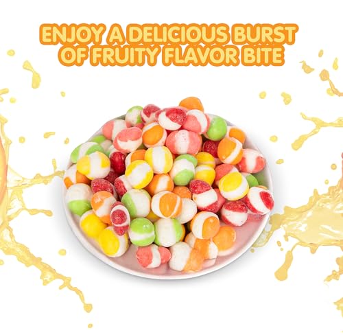 Freeze Dried Candy Gourmet Crunch Candies 12oz Bag Pouch Assorted Cherry Strawberry Lemon Lime Orange Original Rainbow Fruity Flavor Ideal Gift Snack