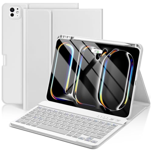 KBCASE Keyboard Case for iPad Pro 11-inch (M4) 2024, Detachable Bluetooth Keyboard Case with Pencil Holder for iPad Pro 11 inch 2024 (Gray)
