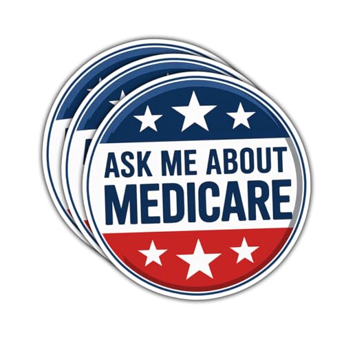 3 Pcs Ask Me About Medicare Stickers, Funny Healthcare Vinyl Decals Gifts for Nurses, Doctors, Insurance Agents, Medical Staff, for Laptop, Water Bottle, Clipboards, Journals, Notebooks 3