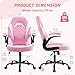 OLIXIS Computer Gaming Desk Chair - Big and Tall Ergonomic Lumbar Support with Flip-up Armrest and 360° Swivel Wheels, PU Leather Height Adjustable, for Home and Office, Pink