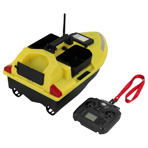 JJsdwin Barco de pesca de pesca GPS, 500 m, barco de cebo teledirigido para embalses y lagos, capacidad del depósito 2 kg, 40 puntos de posicionamiento, amarillo