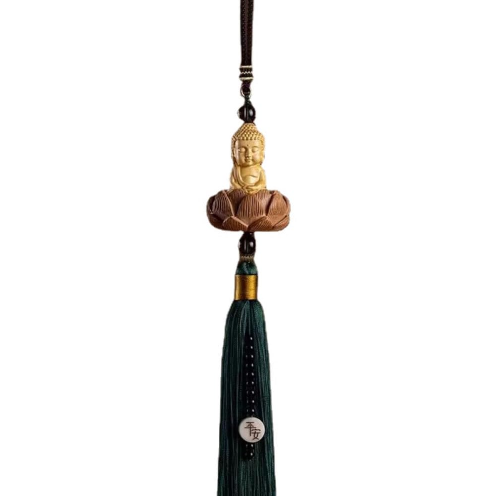 LKLNCXC Key Rings Car Peach Wood ，Huangyang Buddha Rearview Mirror