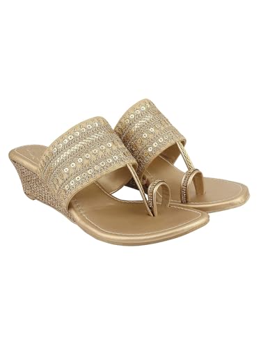 Shoetopia girls Girls-Kolhapuri-121 Golden Heeled Sandal - 6 UK (Girls-Kolhapuri-121-Golden) (B0CQK4T3K7) Amazon Price History, Amazon Price Tracker