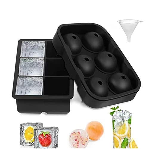 DQZSY Eiswürfelbehälter 6-Fach 2-Set Ice Cube Tray, Silikon Eiswürfelform Eiskugelform Groß Eiswürfel - BPA Frei, für Gekühlte Getränke, Whisky und Cocktails Cover