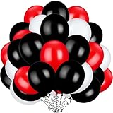 TecUnite 100 Pieces 13 inch Latex Balloons for Wedding Festival Party Decoration Supplies, 3 Colors (Black, Red, White)