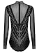 JEYPINMI Women Mock Neck Sheer Mesh Long Sleeve Gymnastics Leotards Bodysuit Tops Ballet Dance Leotard Dancewear Black Medium
