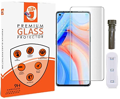 Image of Curved Uv Tempered Glass For Oppo Reno 4 Pro Smartphone(Transparent,Pack Of 1) Advanced Border Less Full Screen Coverage Uv Screen Protector Guard With Installation Kit