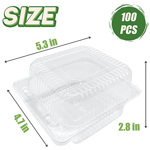 Xanllaxa SAS646 100 Pcs Clear Plastic Square Hinged Food Container,Plastic Take Out Containers,Disposable Clamshell Food Containers thumb #1