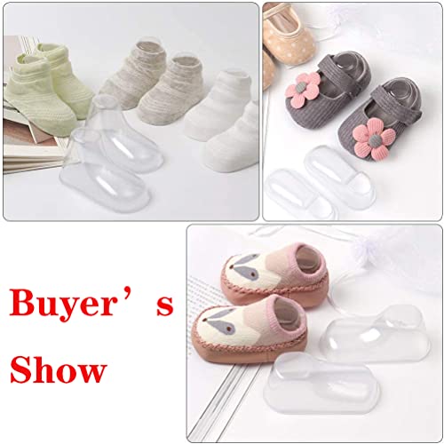 100Pcs Clear Plastic Baby Feet Display, Baby Booties Crochet Shoes Socks Showcase, Toddler Shoes Supports Shoe Forms Stand Holder for Store and Home Use, 50Pair, 8CM3
