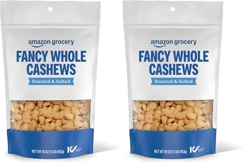 Amazon Brand - Happy Belly Cashews, Roasted & Salted, 16 ounce (Pack of 2)