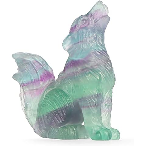 Artistone Rainbow Fluorite Wolf Statue Gift Cover