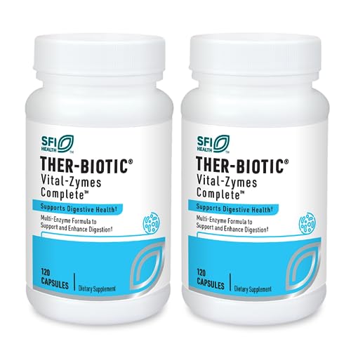 Klaire Labs SFI Health Vital-Zymes Complete Digestive Enzymes - Aids Digestion and Breakdown Proteins, Peptides, Carbs, Sugars, Fats & Fibers - 20 Active Enzymes (DPP-IV Activity) (120 Count / 2 Pack)
