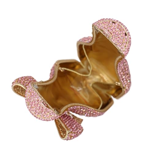 Image of UMREN Women Champagne Bottle Rhinestone Evening Bag Sweet Bow Diamond Clutch Purse Crystal Handbag for Party Cocktail