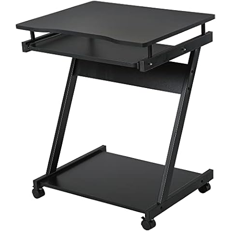 HOMCOM Movable Computer Desk with Wheels Cover