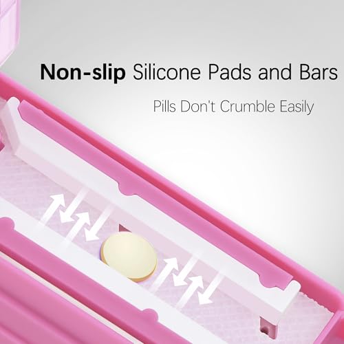 Image of Pill Cutter Splitter for Small and Tiny Pills, Pill Cutter for Small or Large Pills, Pill Splitter for Multiple Pills at a Time with Centering Device and Stainless Steel Blade (Pink)