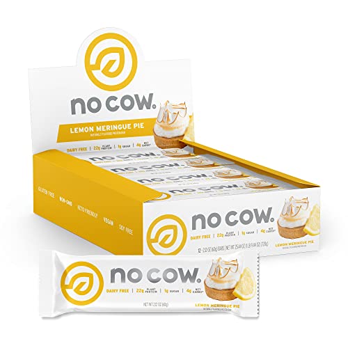 No Cow High Protein Bars, Lemon Meringue Pie, 22g Plant Based Vegan