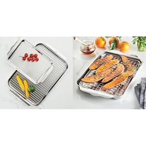 Hestan OvenBond Collection Stainless Steel Baking Sheet Set, 3-Piece and Quarter Sheet Pan Rack
