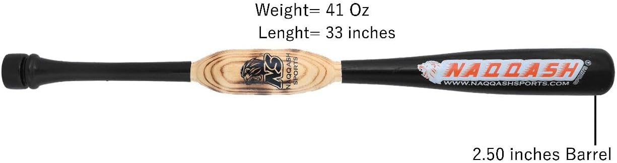 33"/ 41 oz Black Heavy Weight Two Handed Baseball & Softball bat with Solid Pro Maple Wood for to Improve Strength, bat Speed, Overall Swing Trainer and Adult in Barrel Size 2.50 with Flame Work
