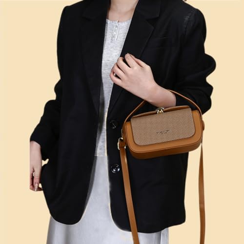 Lavsun Colorful Fabric Flap Crossbody Bag,Large Capacity PU Textured Crossbody Bags,Elegant Leather Top Handle Purses3