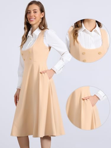 Image of Allegra K Gothic Overall Dress for Women's Lace Trim Midi Dress