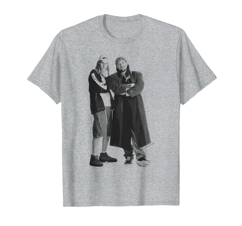 Jay and Silent Bob Standing Pose Camiseta, Hombre, Gris Jaspeado, XL