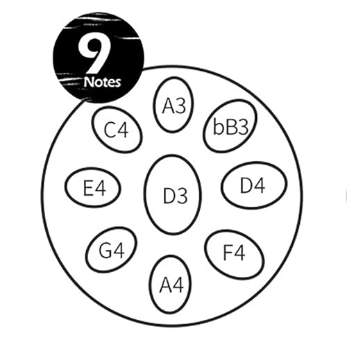Tambor de mano de acero de 9 notas, instrumento handpan en Re menor, instrumento premium con bolso, baquetas y trípode para producción de audio profesional miniatura 2