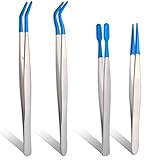 4 Stück Pinzette mit Gummispitzen Präzisionspinzette Antistatisch Edelstahl PVC-beschichtet Pinzetten set für DIY Kunsthandwerk Schmuckherstellung Labor Briefmarken Perlen Schmuck, Blau
