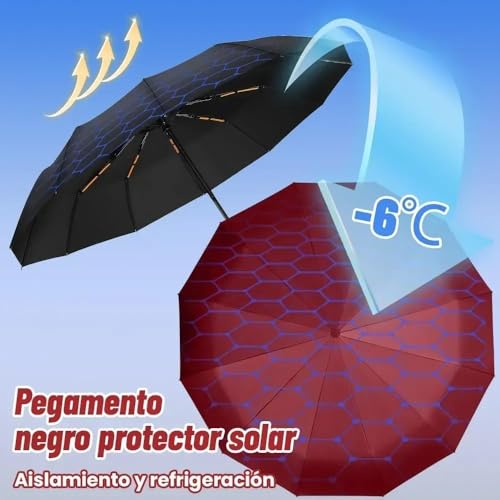 Image of LANBRELLA Portable & Folding Travel Umbrella, 3 Fold, Auto Open Close, Water Resistant, Windproof, with Carrying Handle