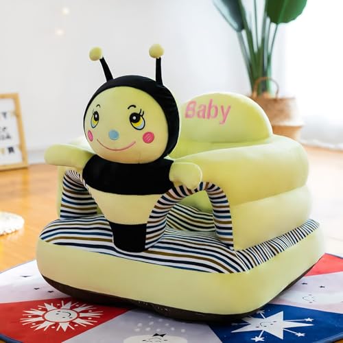 Image of Baby Support Seat, Cute Baby Sofa Chair for Sitting Up, Comfy Plush Infant Seats (Honeybee,W17.5 x H17.5) | Plush Baby Floor Seat for 3-24 Months, Infant Sit Me Up Support Chair with PP Cotton Filling, Comfy Plush Infant Seats