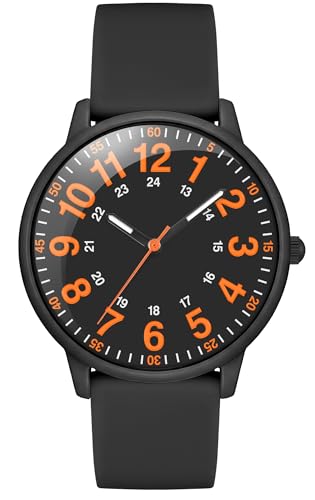 Asan Ge Black Womens Silicone Watch Large Dial Fashionable Waterproof Wrist Watch Easy to Read Multiple Colors Available Suitable for Casual Outdoors